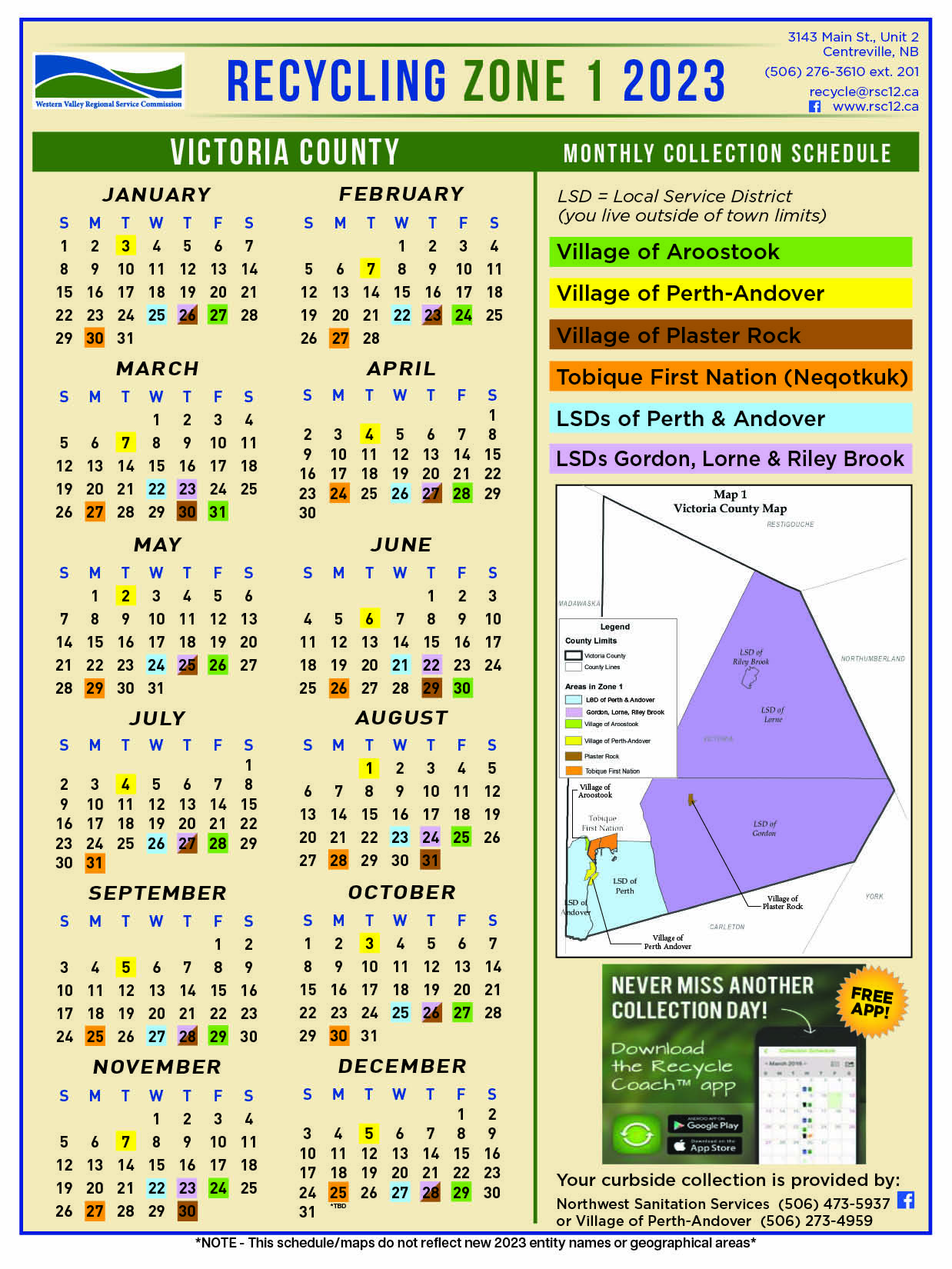 2023 CURBSIDE RECYCLING SCHEDULES & ZONES (click to view) WVRSC