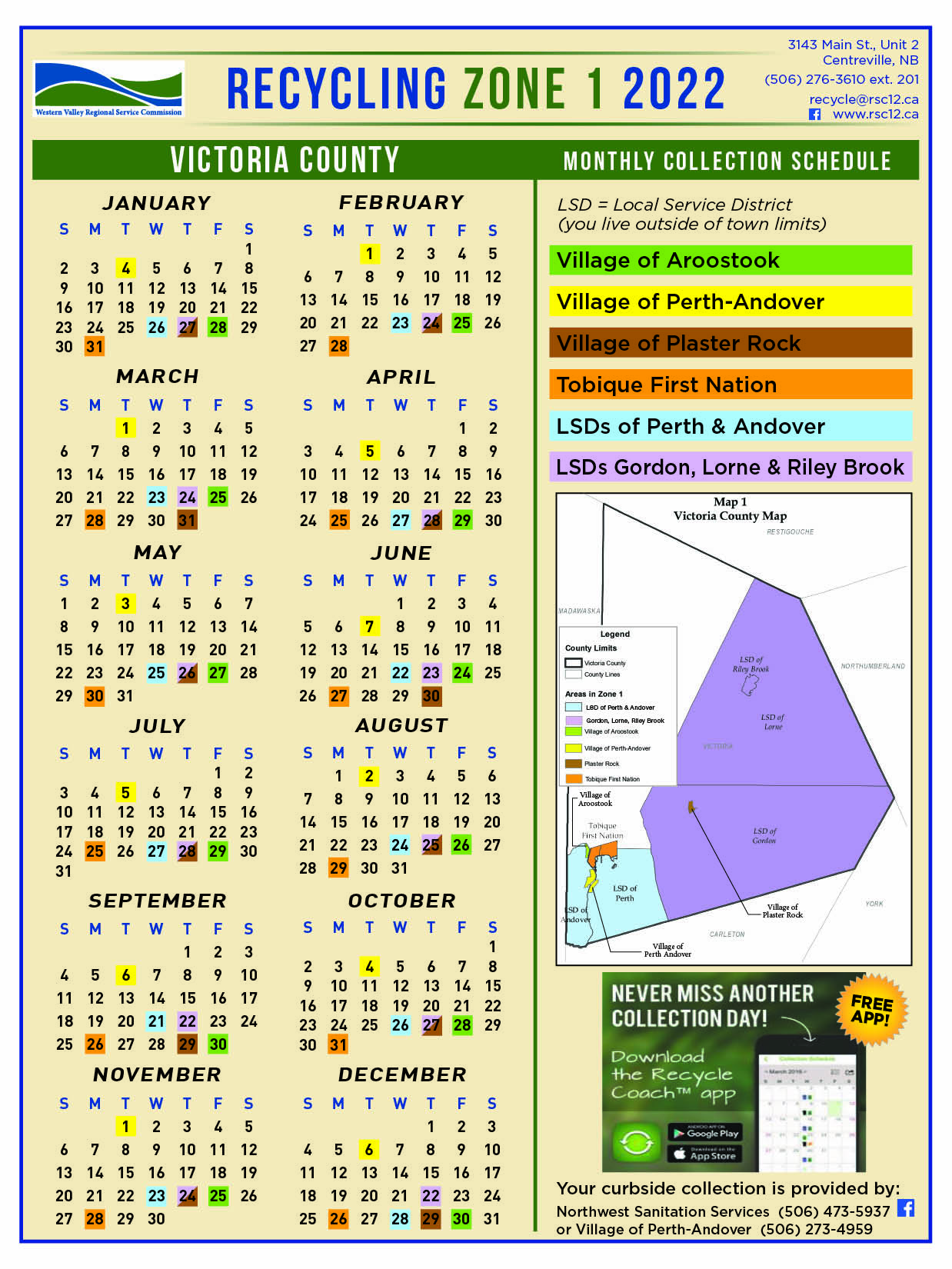 2022 Recycling Schedule 2022 Curbside Recycling Schedules & Zones (Click To View) – Wvrsc – Western  Valley Regional Service Commission